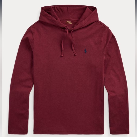 Ralph Lauren Jersey Hooded T-Shirt in Burgundy - Picture 4 of 6